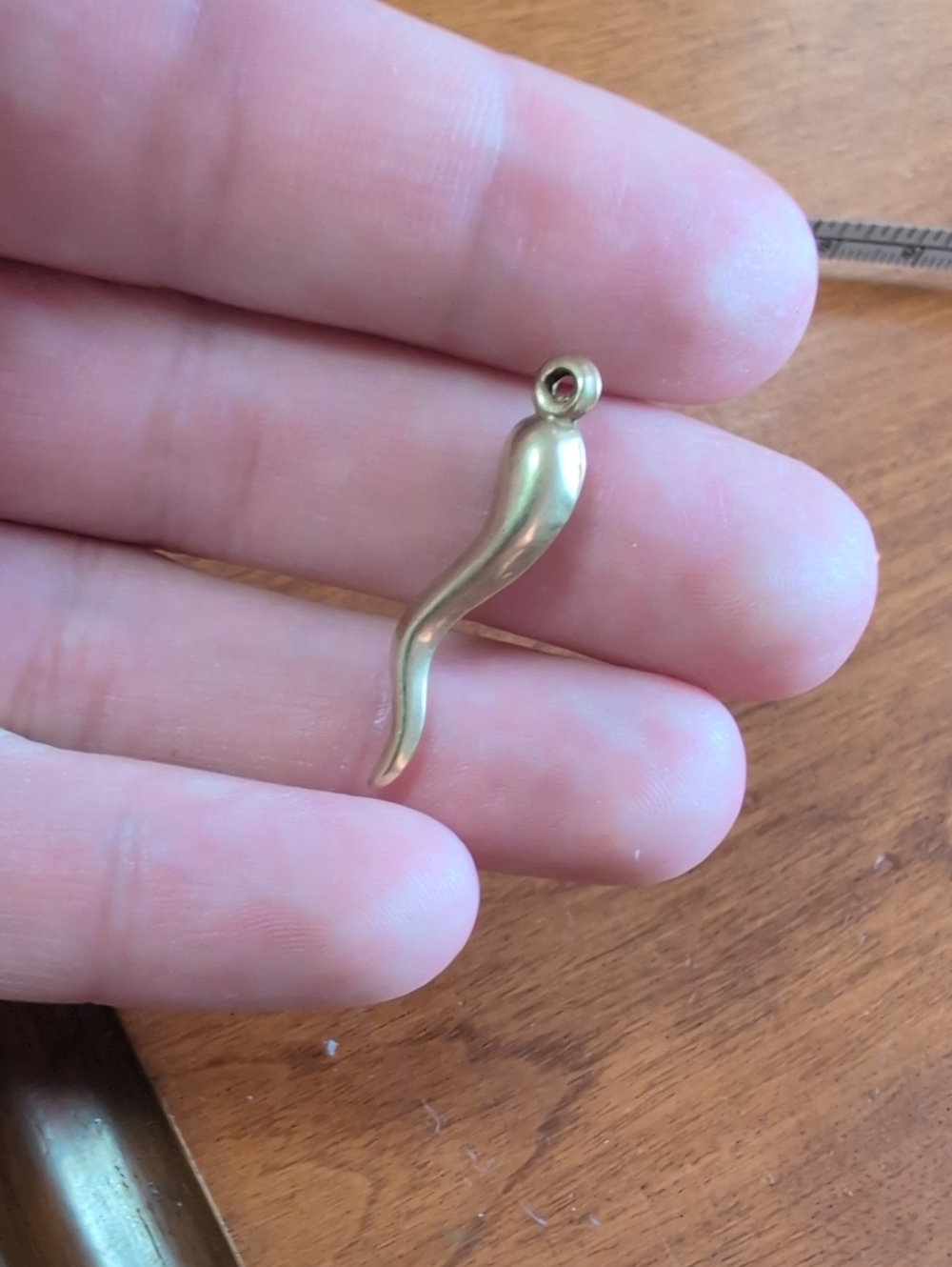 14k Gold Italian Horn Charm Pendant - Cornicello